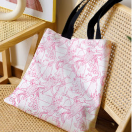 Bolsa Tote Hot Pink Scribble Cats – modern cute Pattern