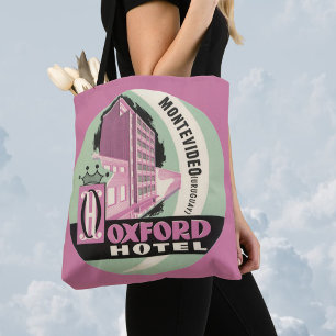 Bolsa Tote Hotel Oxford, Montevidéu, Uruguai, Viagem Vintage