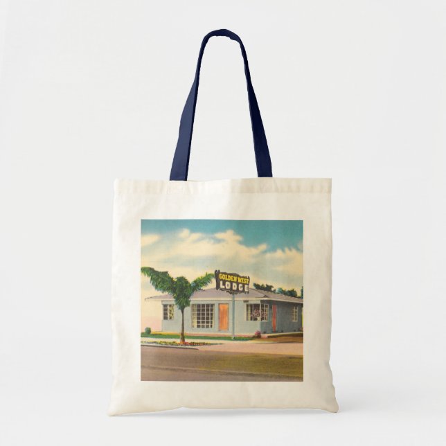 Bolsa Tote Hotel Vintage, Motel West Lodge Ouro (Frente)
