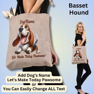 Bolsa Tote Hound Basset - Adicionar Nome do Cachorro, Alterar