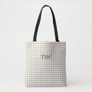 Bolsa Tote Houndstooth Beige White INITIALS Pré-Pic
