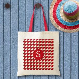 Bolsa Tote Houndstooth Padrão Cherry Red