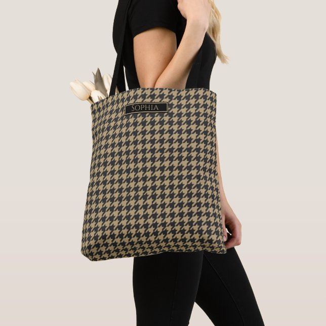 Bolsa Tote Houndstooth-Pale Taupe- (Close Up)