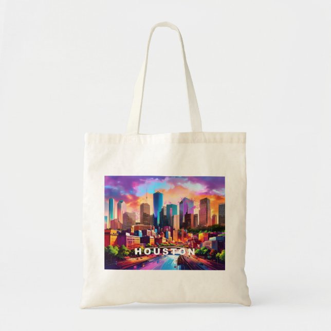 Bolsa Tote Houston Skyline Abstrato Art (Frente)