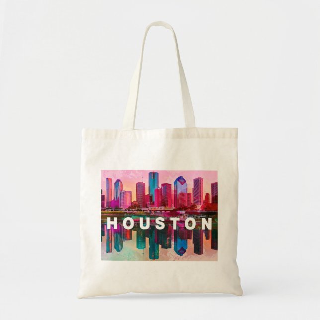 Bolsa Tote Houston Skyline Abstrato Art (Frente)