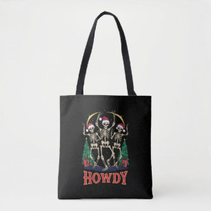Bolsa Tote Howdy Dancing Skeleton Engraçado Feriado de Natal