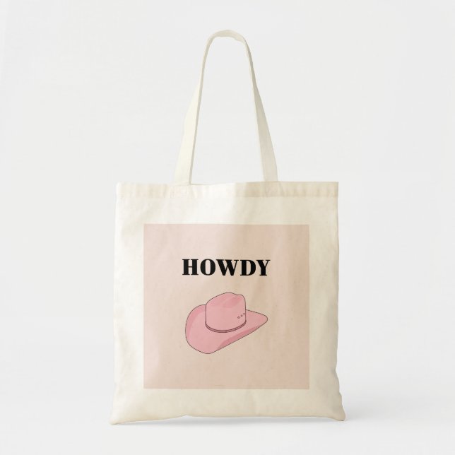 Bolsa Tote Howdy Pink Cowboy Hat (Frente)