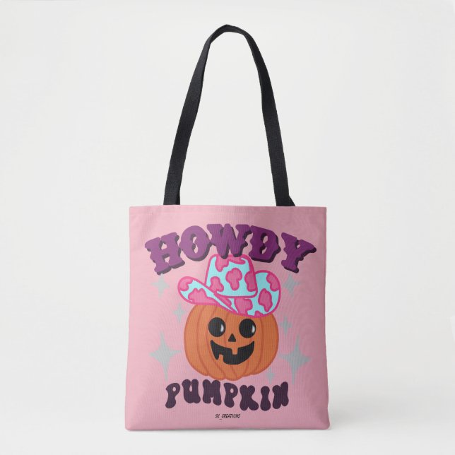Bolsa Tote Howdy Pumpkin-Baby Pink (Frente)