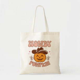Bolsa Tote Howdy Pumpkin Western Retro Halloween
