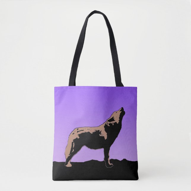 Bolsa Tote Howling Wolf at Sunset - Arte original sobre a vid (Frente)