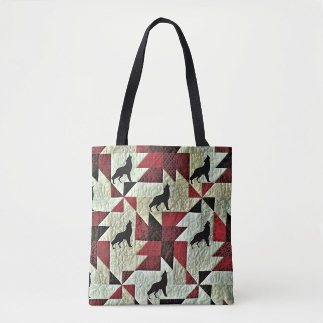 Bolsa Tote Howling Wolf Quilt (Frente)