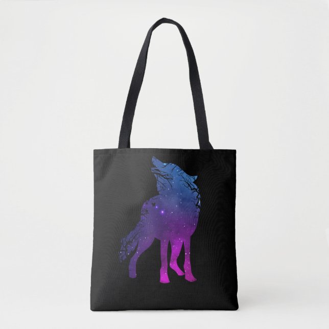 Bolsa Tote Howling Wolf Silhouette Wolves Forest Animal (Frente)