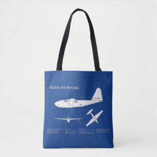 Bolsa Tote Hughes H-4 Hércules Spruce Goose - Planos de Avião