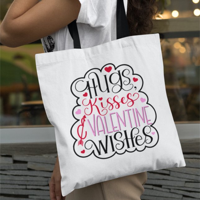 Bolsa Tote Hugs, kisses and Valentine Wishes, Hearts, Love 2  (Criador carregado)