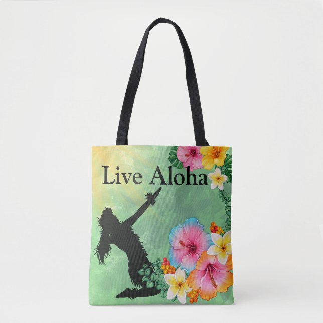 Bolsa Tote Hula Dancer Vive Flores Tropicais De Aloha (Frente)