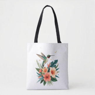 Bolsa Tote Hummingbird Bloom Tropical Botanical Bag