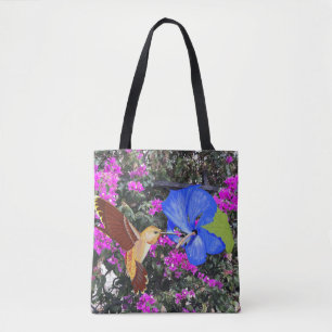 Bolsa Tote Hummingbird, Blue Hibiscus, & Bougainvillea