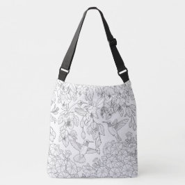 Bolsa Tote Hummingbird e Flores: Página de Coloração de Adult