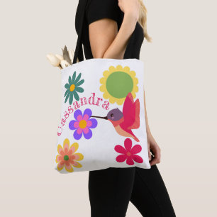 Bolsa Tote Hummingbird e Flores Personalizadas