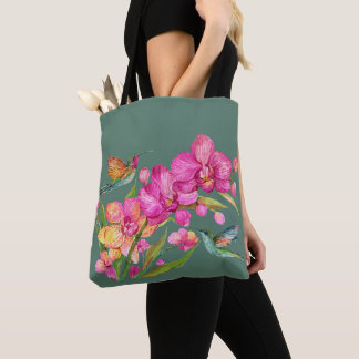 Bolsa Tote Hummingbird e Orquídeas
