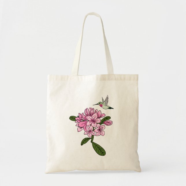 Bolsa Tote Hummingbird e Rhododendron Tote Bag Personalizado (Frente)