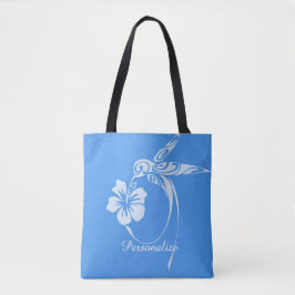 Bolsa Tote Hummingbird Simples e Elegante Azul e Branco
