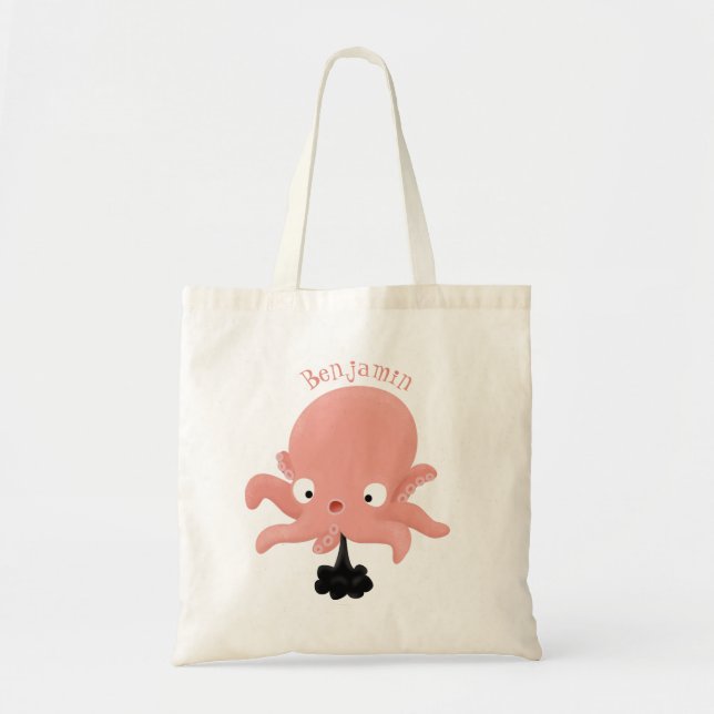 Bolsa Tote Humor animado de polvo de bebê rosa e bonito (Frente)