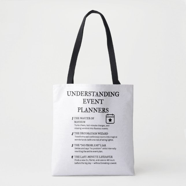 Bolsa Tote Humor Coordenador de Eventos Engraçado (Frente)