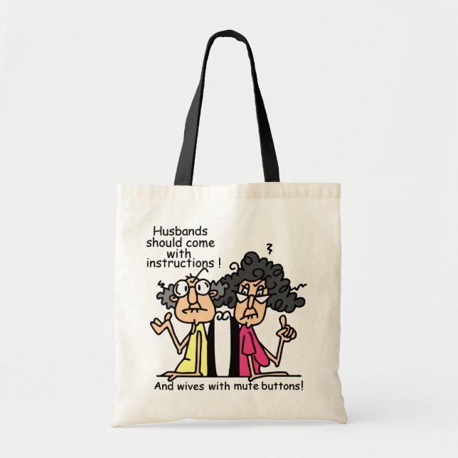 Bolsa Tote Humor da atitude dos maridos e das esposas (Frente)