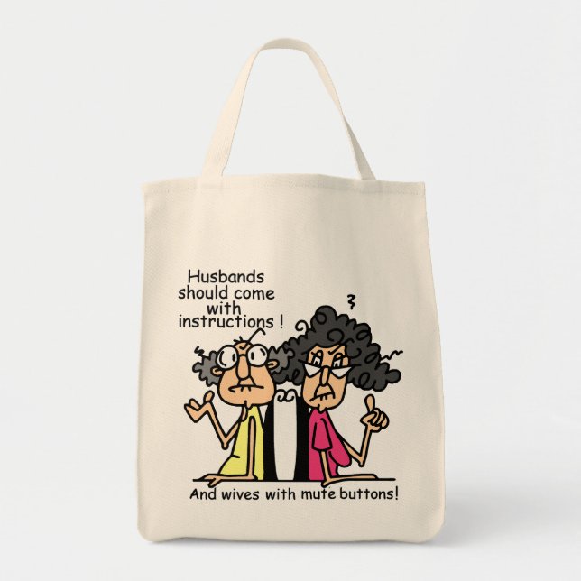 Bolsa Tote Humor da atitude dos maridos e das esposas (Frente)