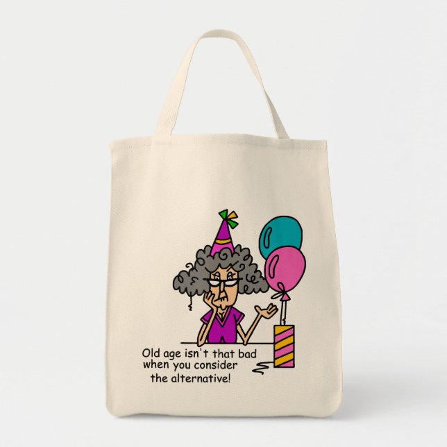 Bolsa Tote Humor de Alternativo de Aniversário (Frente)