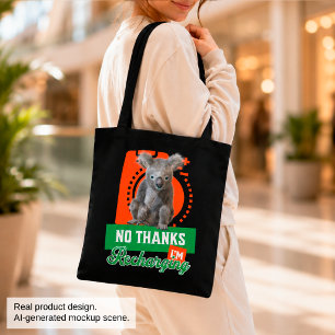Bolsa Tote Humor de Koala Carregando Introvertido