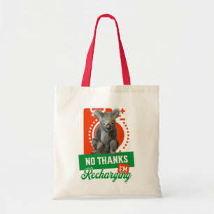 Bolsa Tote Humor de Koala Introvertido Recarregando o Humor