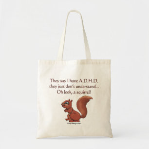 Bolsa Tote Humor do esquilo de ADHD