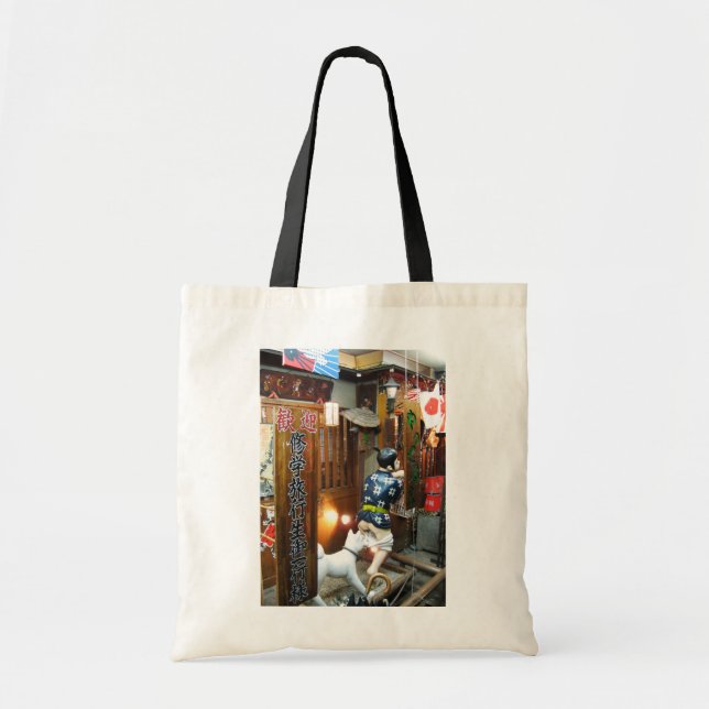 Bolsa Tote Humor Japonês - Cachorros Puxando Calças Para Baix (Frente)