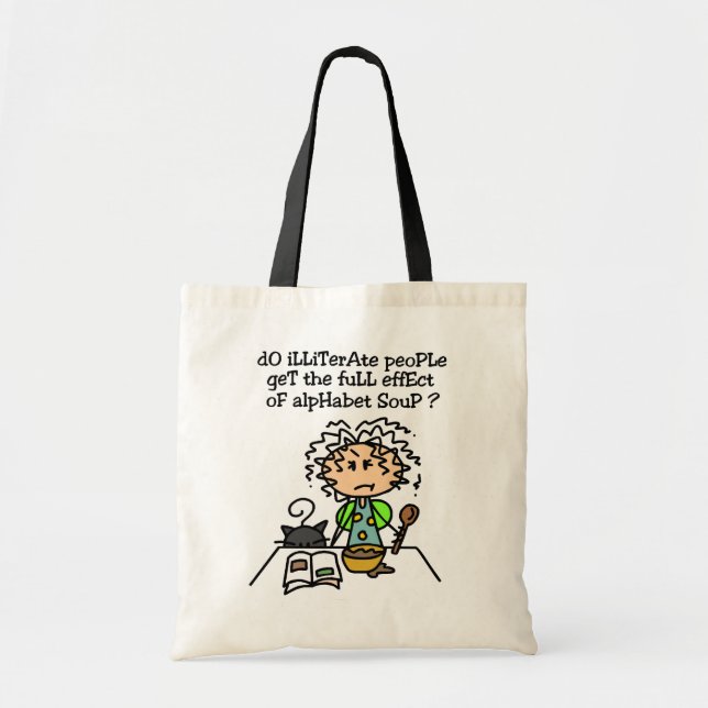 Bolsa Tote Humor Pessoas analfabeto (Frente)