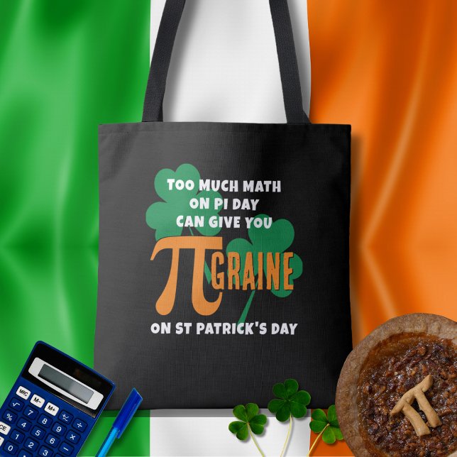 Bolsa Tote Humor St Patrick's Day Pi Day Math (Fun St Patrick's Day and Pi Day design with customizable text.)