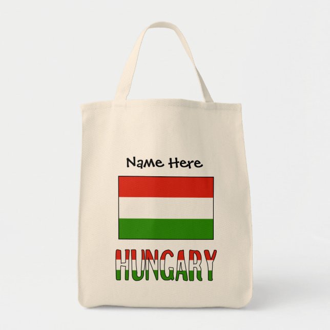 Bolsa Tote Húngaro Bandeira Personalização Negra (Frente)