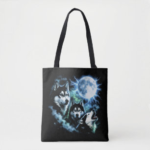 Bolsa Tote Husky Siberiano Uivando para a Lua – Cachorro sob