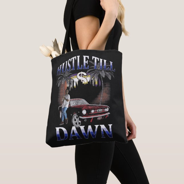 Bolsa Tote Hustle Till Dawn - Design de rua urbana (Close Up)