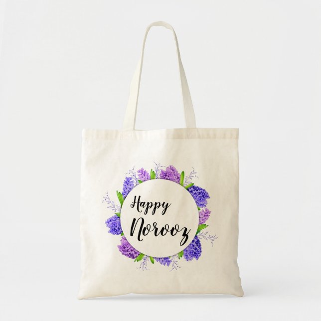 Bolsa Tote Hyacinth Wreath Purple Happy Noroz Ano Novo (Frente)
