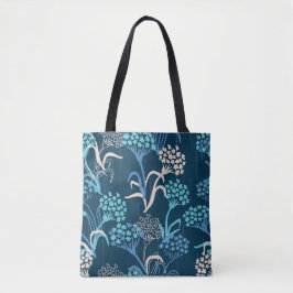 Bolsa Tote Hydrangea Floral Estilizada - Azul Elegante