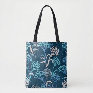 Bolsa Tote Hydrangea Floral Estilizada - Azul Elegante