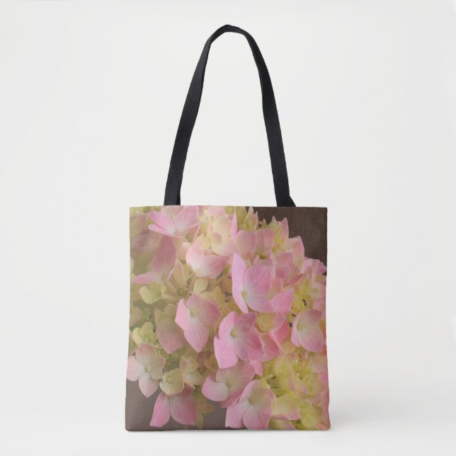Bolsa Tote Hydrangea Floral floral em Derby Brown (Frente)