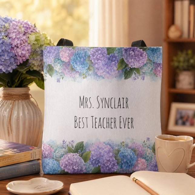 Bolsa Tote Hydrangea Personalizada Agradecimento ao Professor (Criador carregado)
