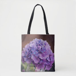 Bolsa Tote Hydrangea roxa na fotografia de Mason Jar