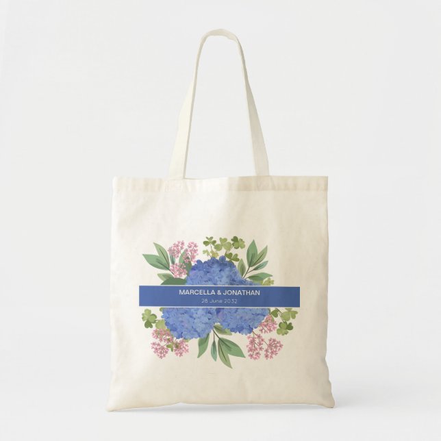 Bolsa Tote Hydrangeas Azul Personalizado do Buquê Moderno (Frente)