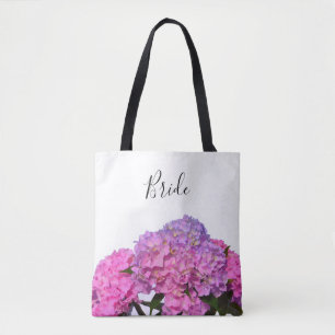 Bolsa Tote Hydrangeas cor-de-rosa e azuis