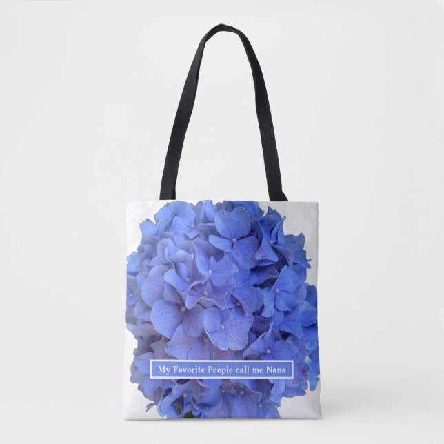 Bolsa Tote Hydrangeas florais elegantes de periguito azul (Frente)