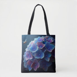Bolsa Tote Hydrangeas Floral Purple e Blue